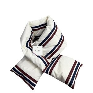 KULE Seever Down Scarf White Blue Striped Outdoors Insulated Puffer Luxury